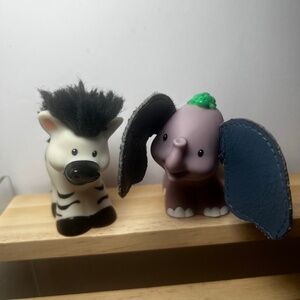 Bundle of Vintage Touch and Feel Little People Animals Elephant Zebra Fisher